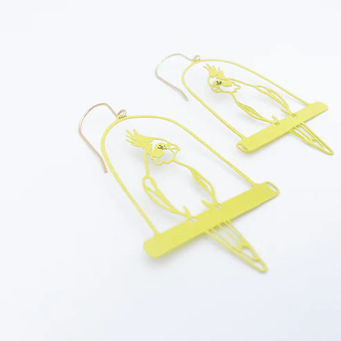 DENZ & CO - "Cockatiel" IN LEMON - DANGLE EARRINGS