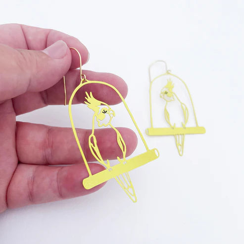 DENZ & CO - "Cockatiel" IN LEMON - DANGLE EARRINGS