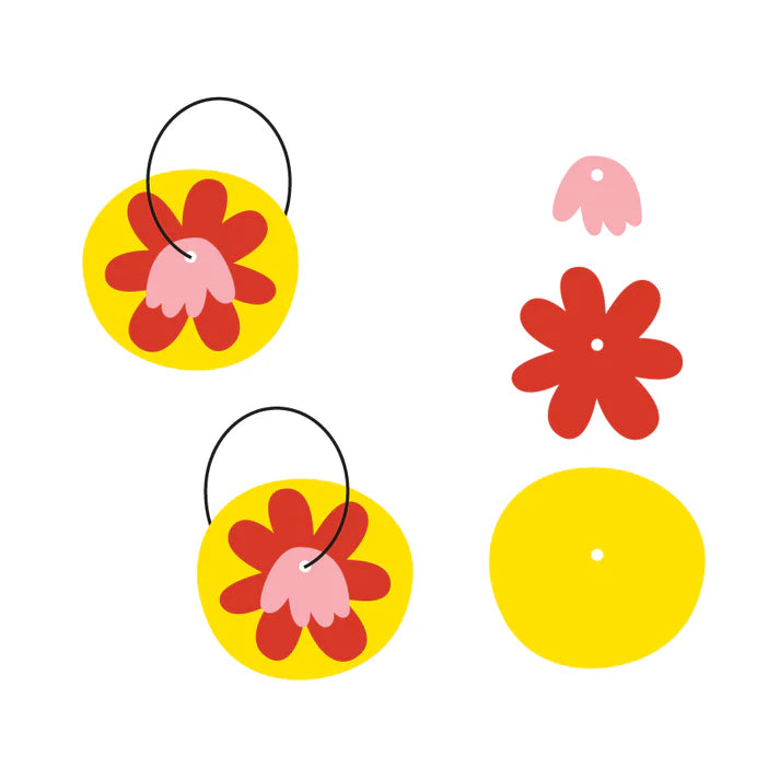 MAKIN' WHOOPEE - "Floral Pop" - Stacker Hoop Dangles- Lemon, Raspberry & Lavender