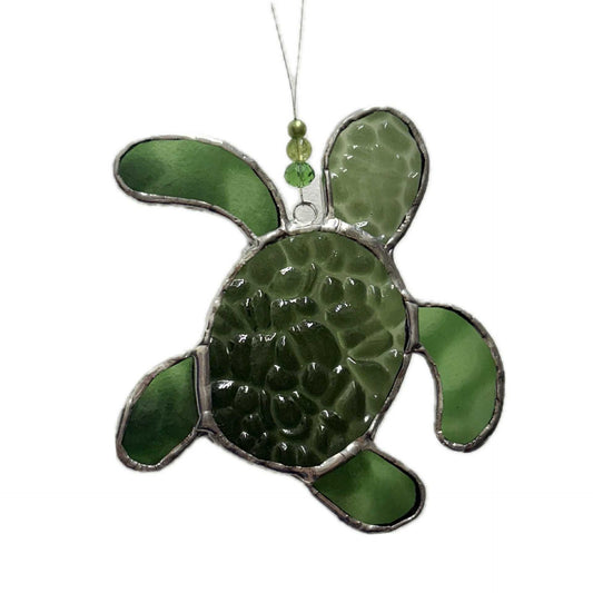 SWAN GLASS -SEA TURTLE - Stained Glass Ornament