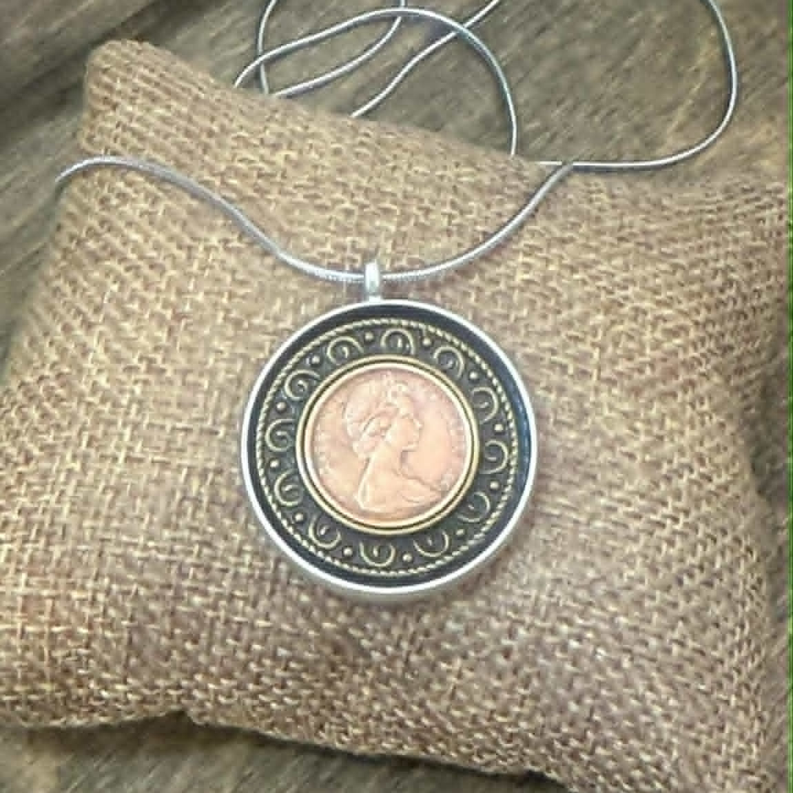 MOLLY MADE- 1966 One Cent Coin Pendant Necklace