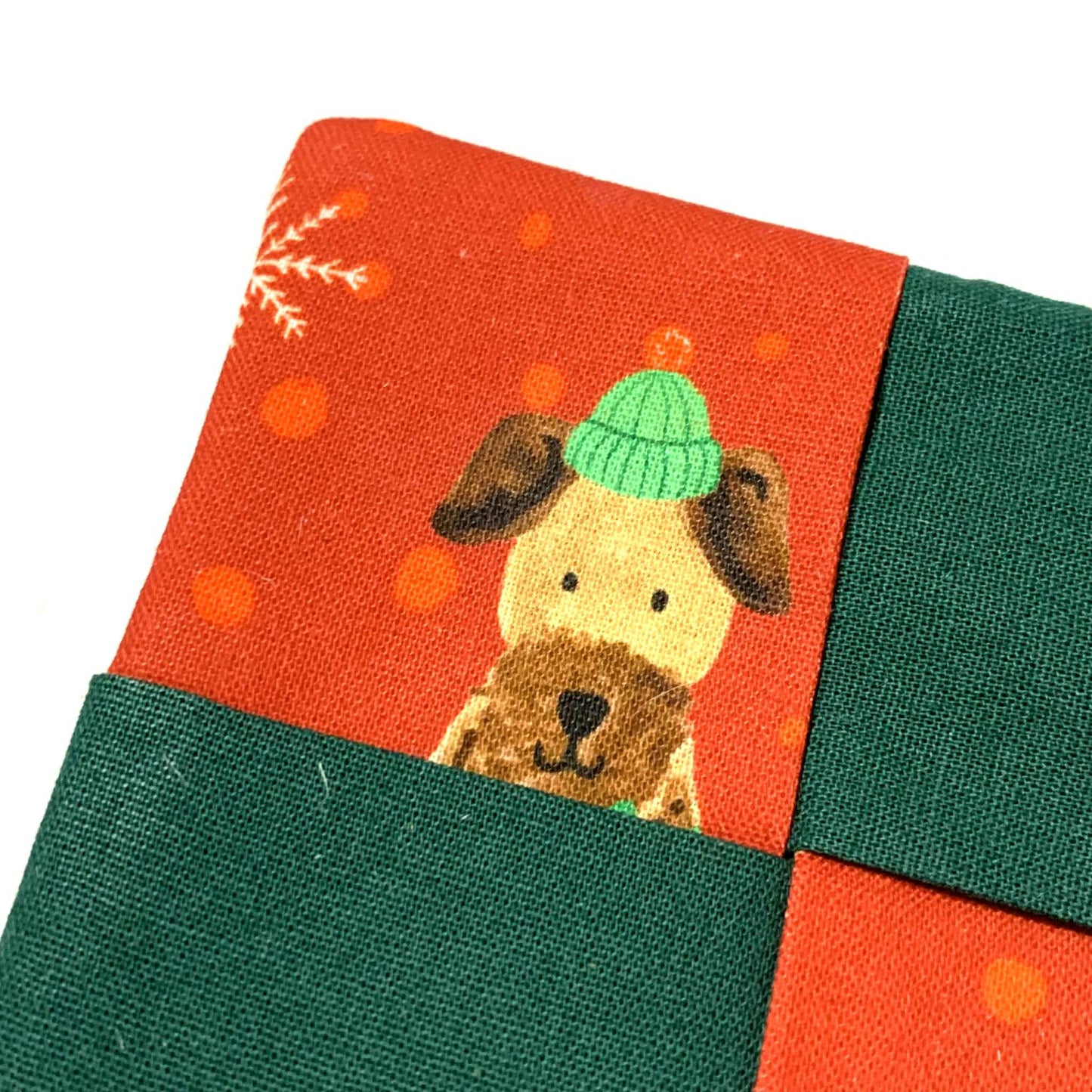 MUMMA WHOOPEE- SINGLE CHRISTMAS WINE GLASS SLIPPER/COASTERS- Festive Doggos & Dark Green