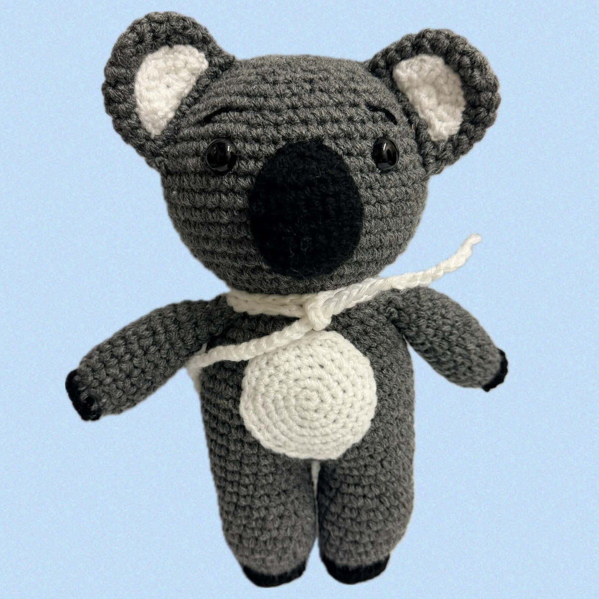 BEAKNITS- CROCHET KOALA WITH WHITE SCARF