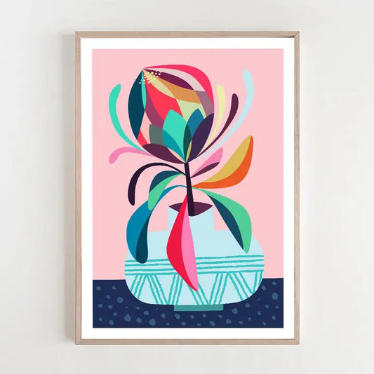 3 BIRDIES STUDIO- "Protea in Vase" A4 Art Print
