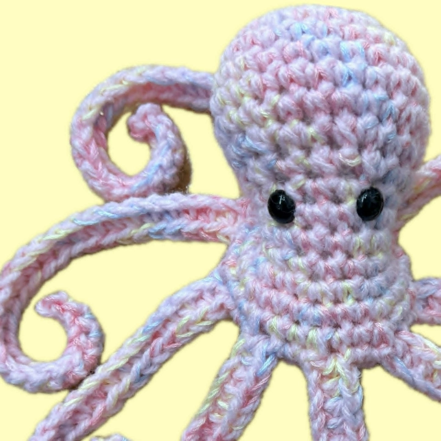 BEAKNITS- CROCHETED OCTOPUS - Light Pink & Colourful Tentacles