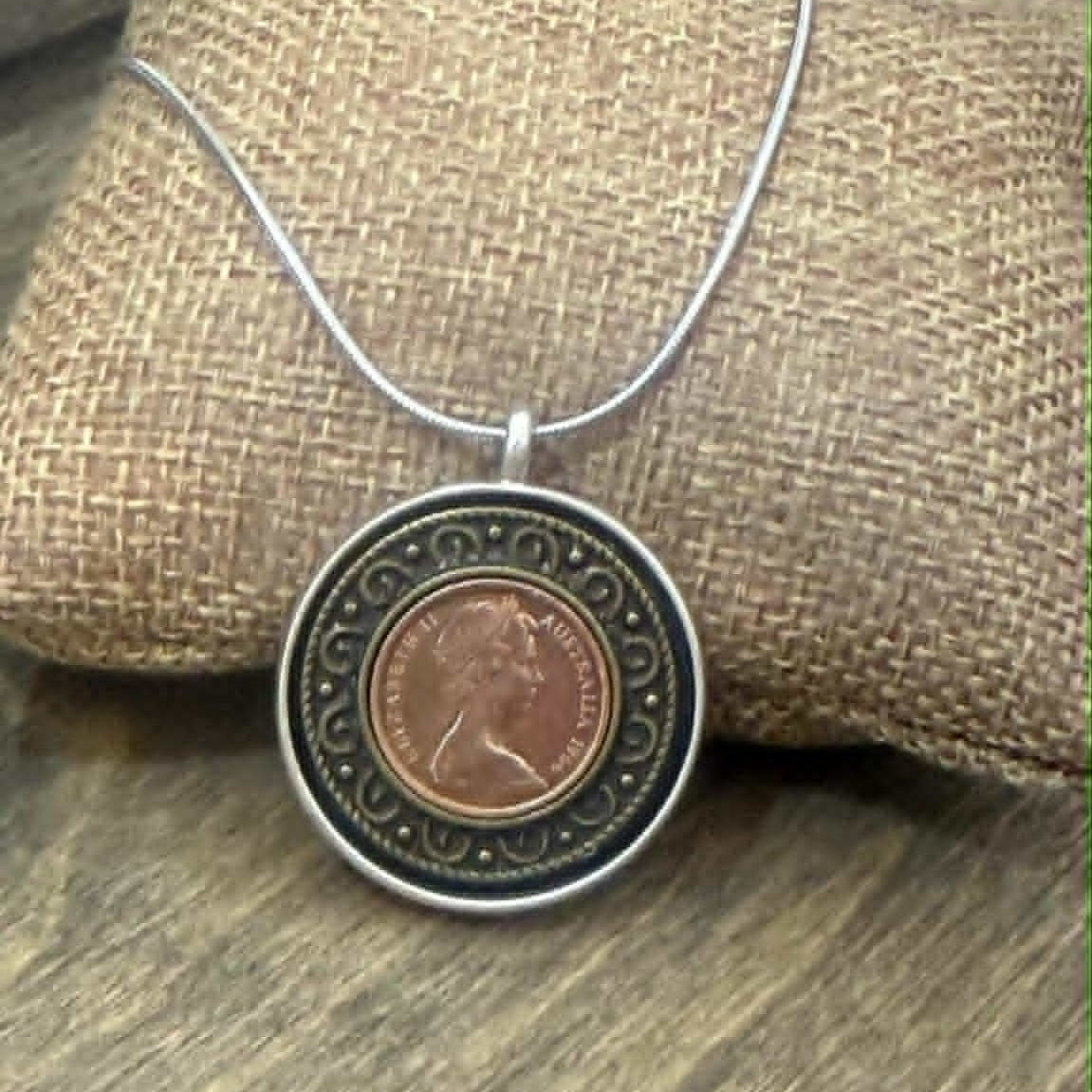 MOLLY MADE- 1966 One Cent Coin Pendant Necklace