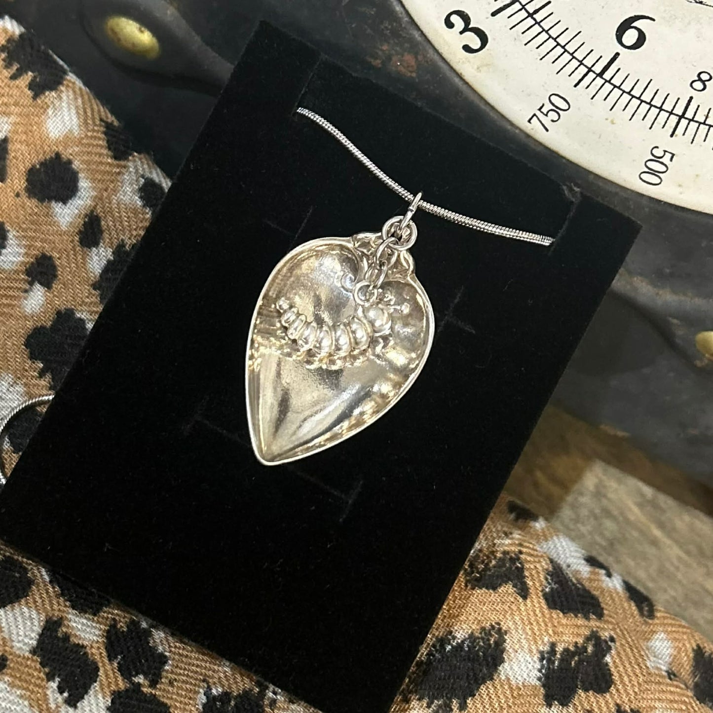 MOLLY MADE- Nature Inspired Leaf and Caterpillar Pendent Necklace