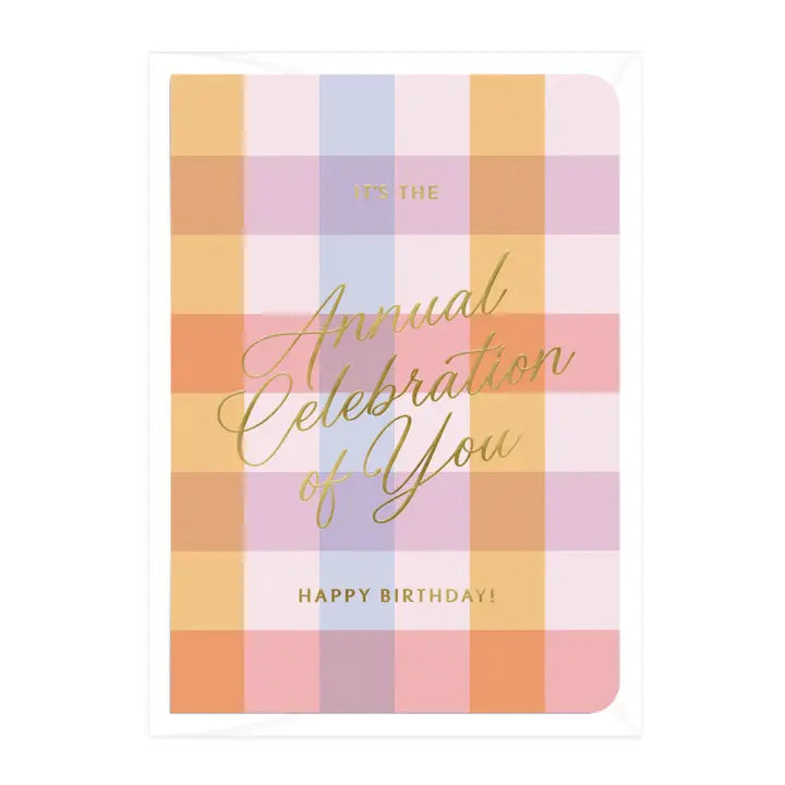 DAYMAKER STATIONERY- "Annual Celebration of You" - Gingham Card