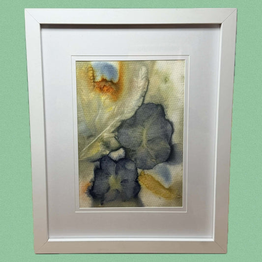 WILD BRASS- "BLUE FOR YOU"- BOTANICAL ECO DYED PAPER FRAMED ARTWORK