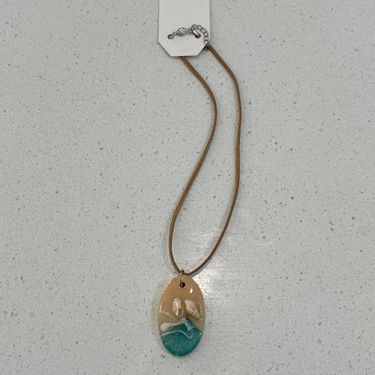 BRENDA STONE ART - Oval Ocean Pendant Suede 2