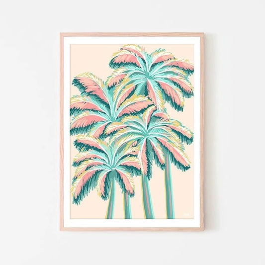Designs by Claudia - Rainbow Palms A4 Print