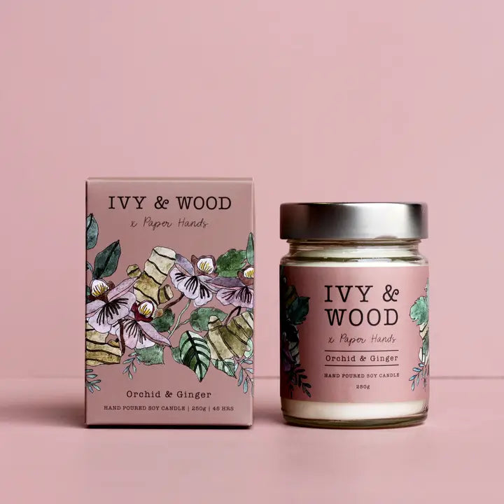 IVY & WOOD - Orchid & Ginger Scented Candle 'Botanical' Collection