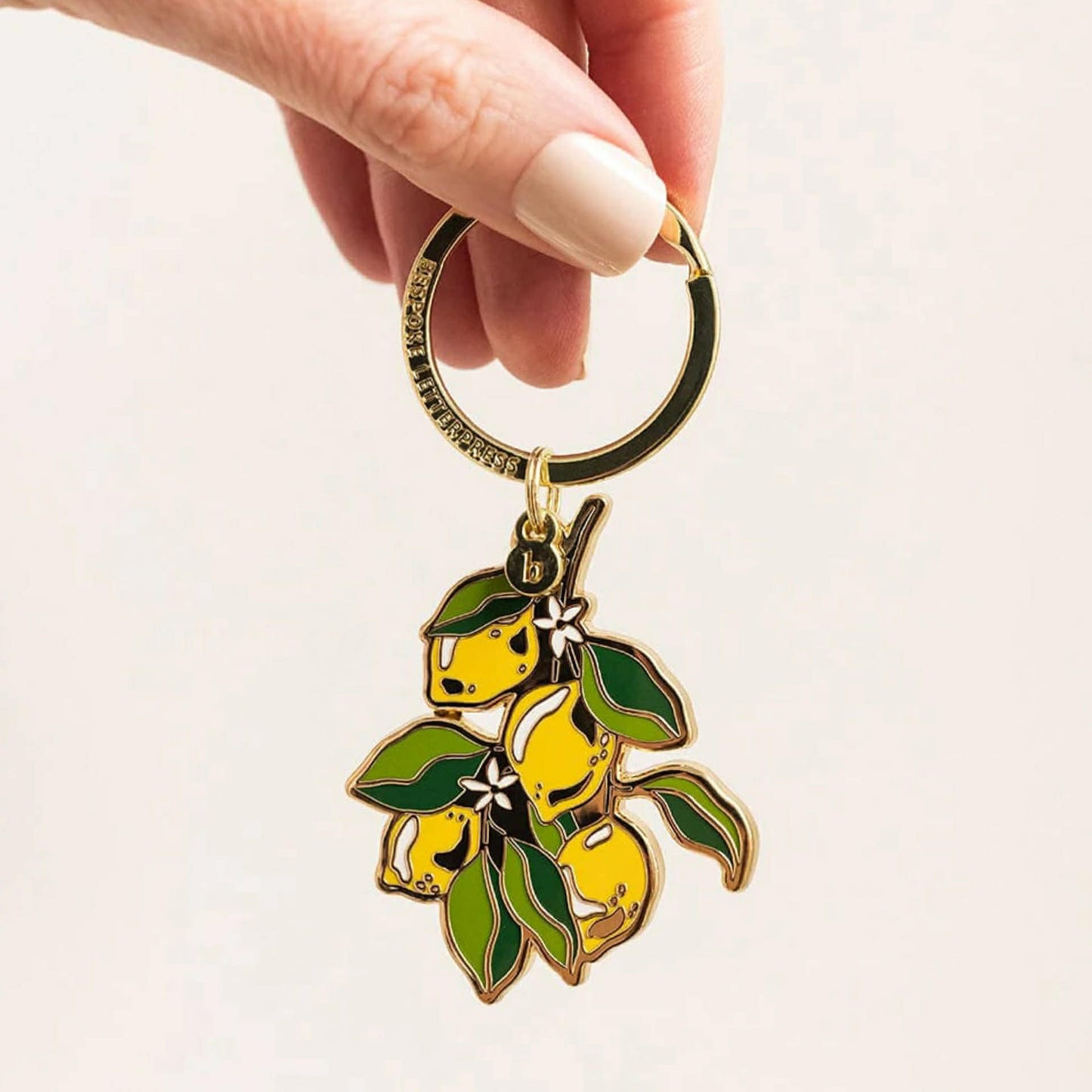 BESPOKE LETTERPRESS - Lemon - Enamel Key Ring