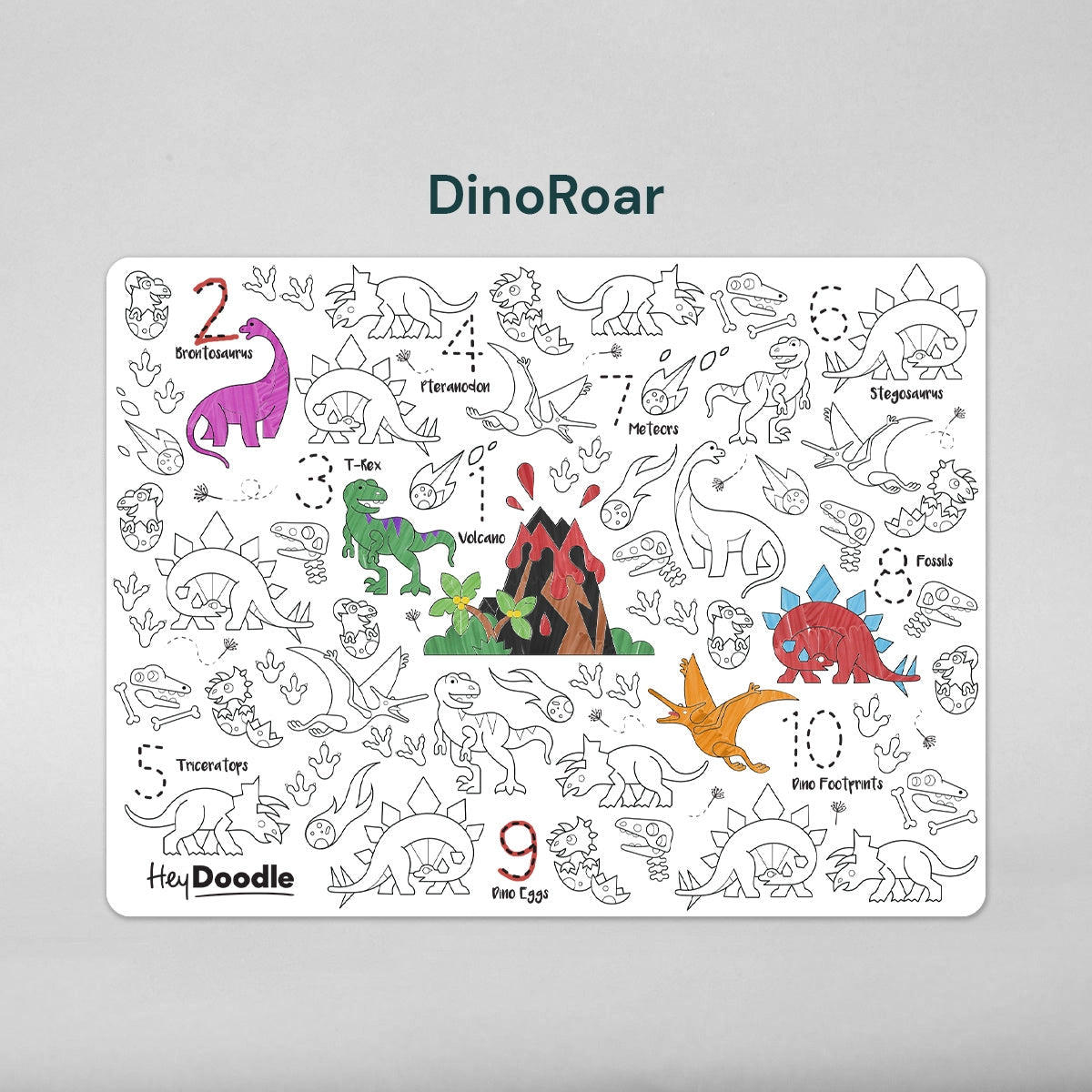 HEY DOODLE - DINO ROAR - Classic Colouring & Doodle Mat