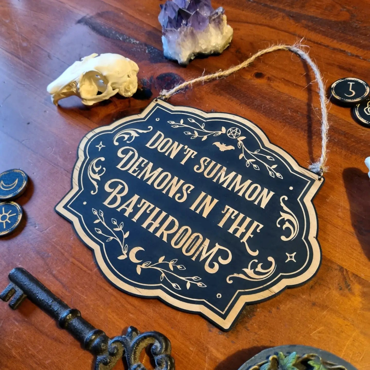 YISKA Don't Summon Demons in the Bathroom Sign