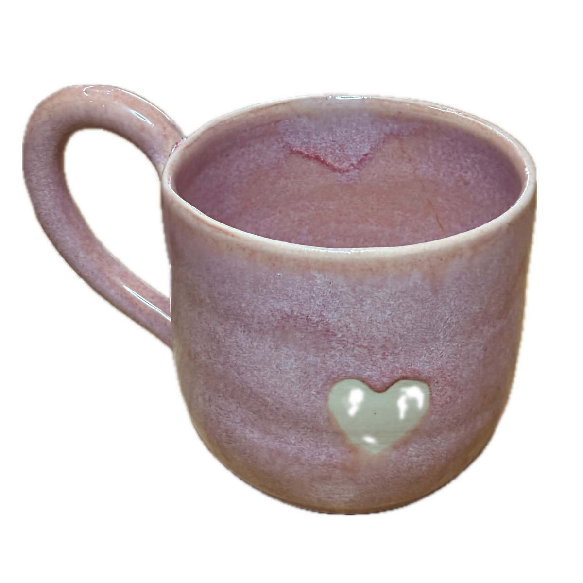 EARTH BY HAND- Hand Painted Pink Heart Glazed Mug