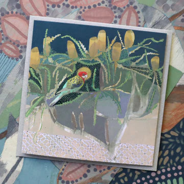 DANA KINTER - Eastern rosella and Orange banksia Blank Greeting Card