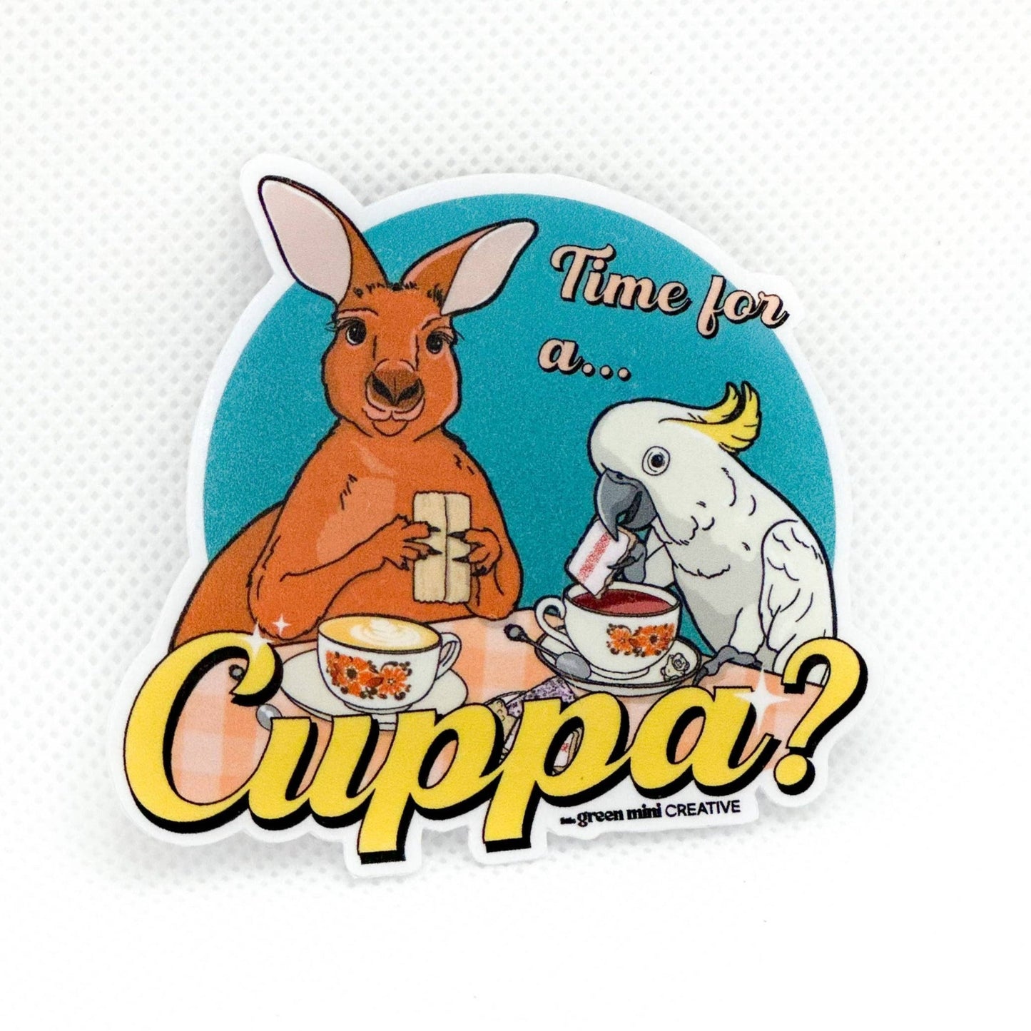 GREEN MINI CREATIVE- "Time for a Cuppa" Sticker