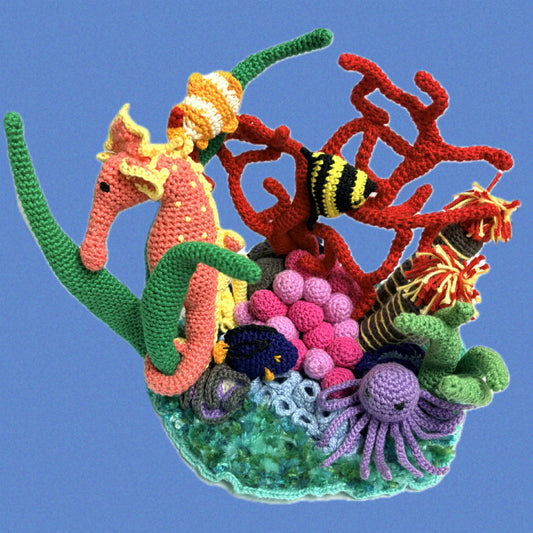 HOOKED BY JEN- CROCHETED CORAL REEF SCENE