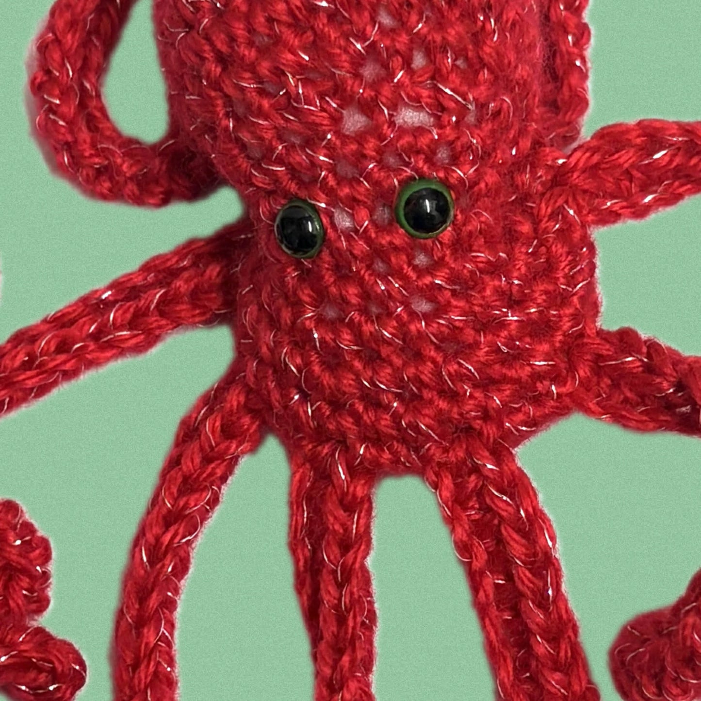 BEAKNITS- CHRISTMAS CROCHETED OCTOPUS - Glittery Red