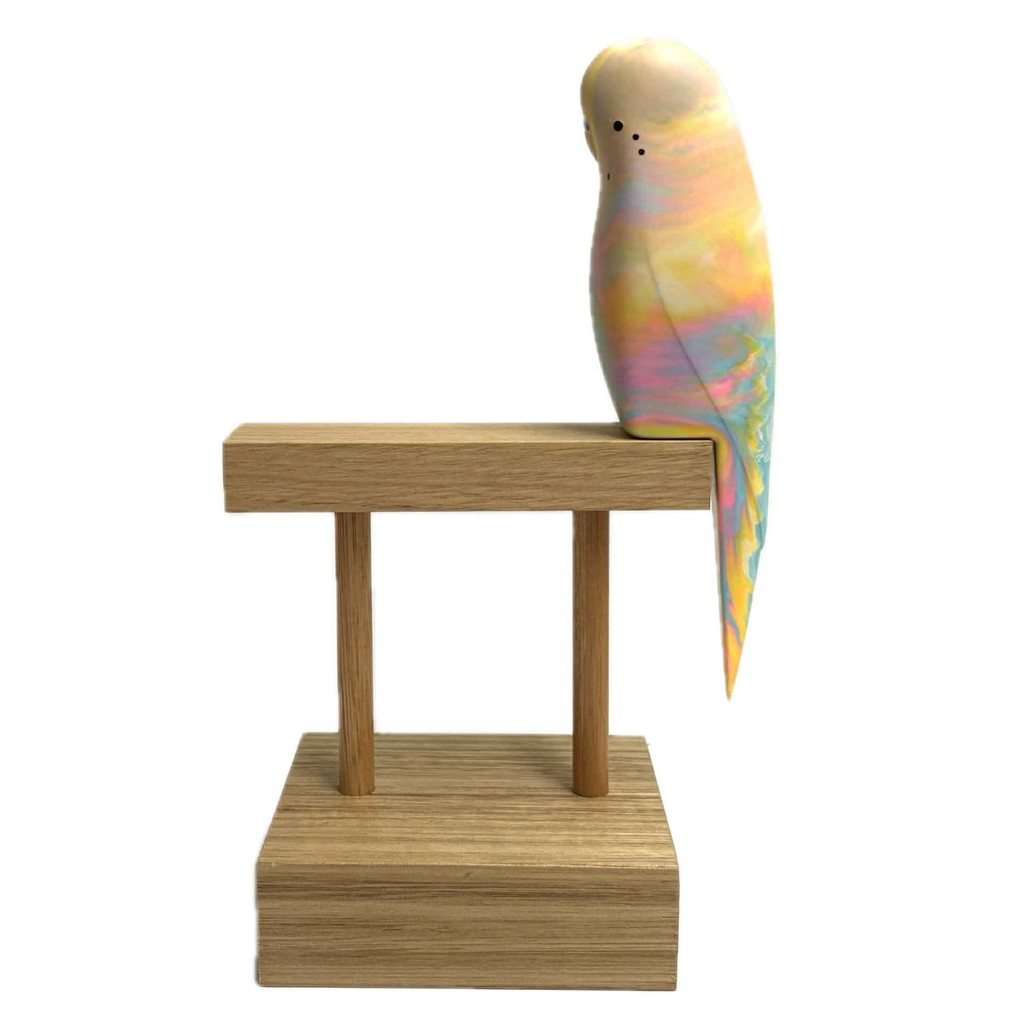 PETE CROMER - RESIN BUDGERIGAR #4 - Gelato Pink, Purple, Orange, Blue Swirl