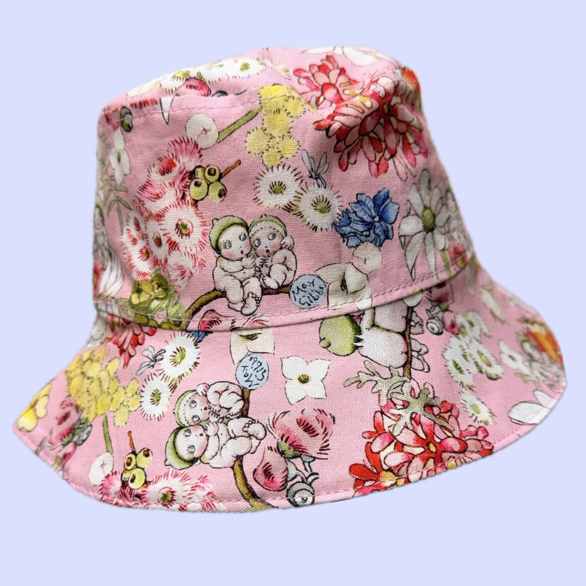 Teacups n Quilts - May Gibbs Fabric Hat - Pink Background - Kids Size XXS