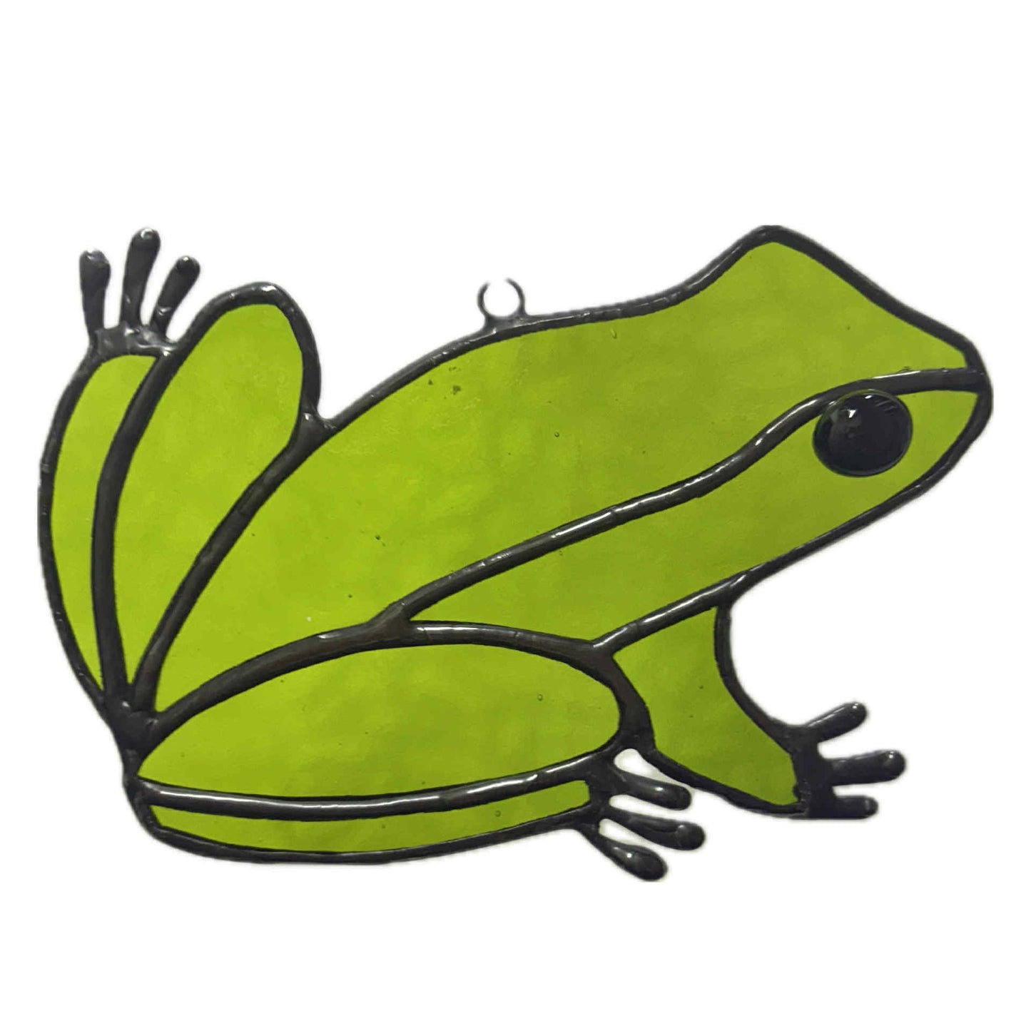 SWAN GLASS - GREEN TREE FROG - Stained Glass Ornament