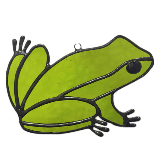 SWAN GLASS - GREEN TREE FROG - Stained Glass Ornament