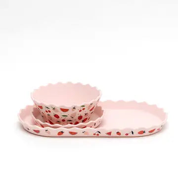 CHINO CLUB- Pink Fruits Silicone Bowl and Plate Set