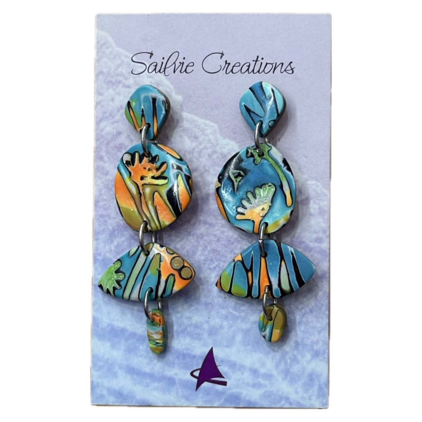 Sailvie Creations - Botanical Statement Stud backed Dangle Earrings