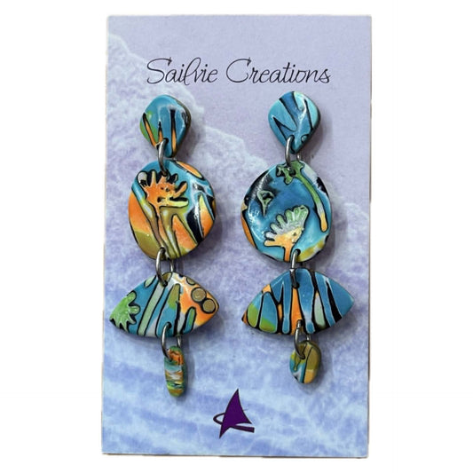 Sailvie Creations - Botanical Statement Stud backed Dangle Earrings