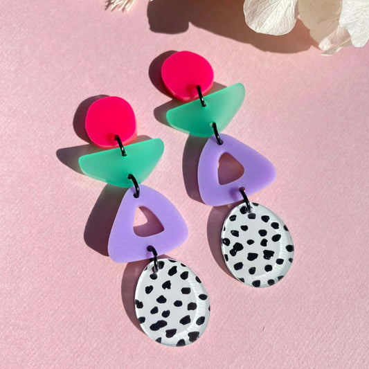 DAISY AND BUNNY - PINK, GREEN, LILAC AND DOTTY DANGLES