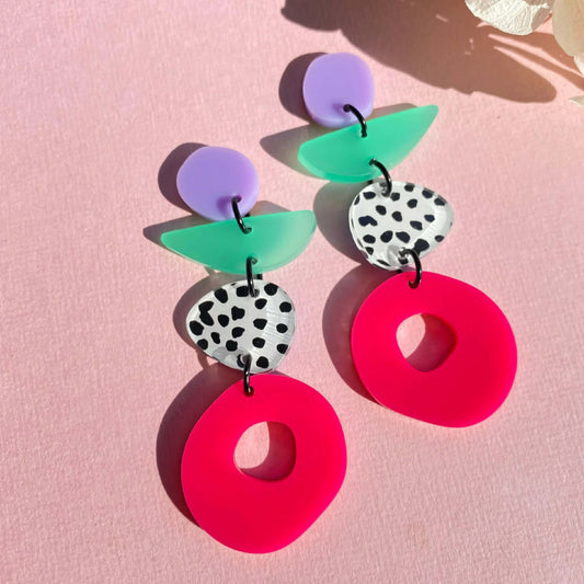 DAISY AND BUNNY - LILAC, GREEN, DOTTY AND PINK DANGLES