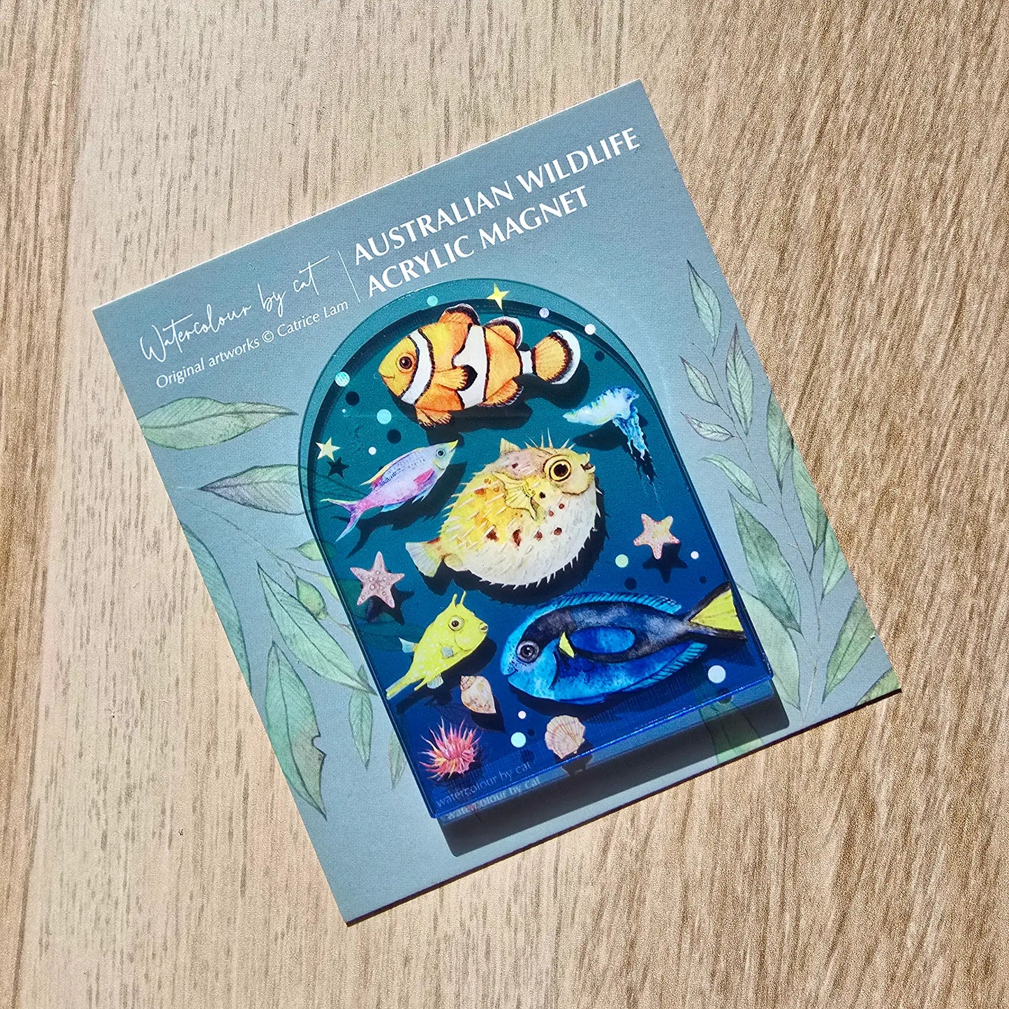 WATERCOLOURS BY CAT- Reef Fishes- Australian Marine Animal Art Magnet
