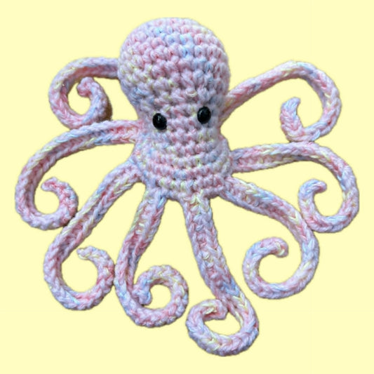 BEAKNITS- CROCHETED OCTOPUS - Light Pink & Colourful Tentacles