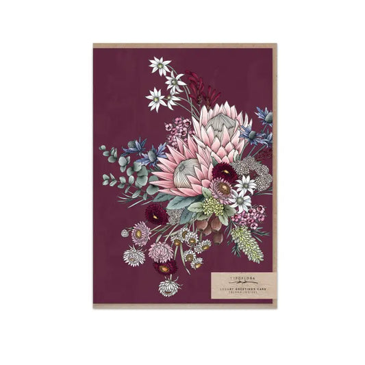 TYPOFLORA - "Florist Bouquet in Plum" GREETING CARD