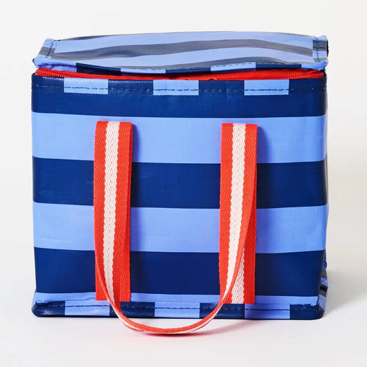 PROJECT TEN - "Blue Stripe" Mini (Upright) Insulated Tote/Lunch Bag