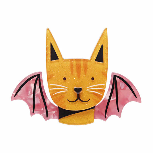 ERSTWILDER - "Winged Kitty Brooch" - HAUNTED AT HEART- HALLOWEEN COLLECTION