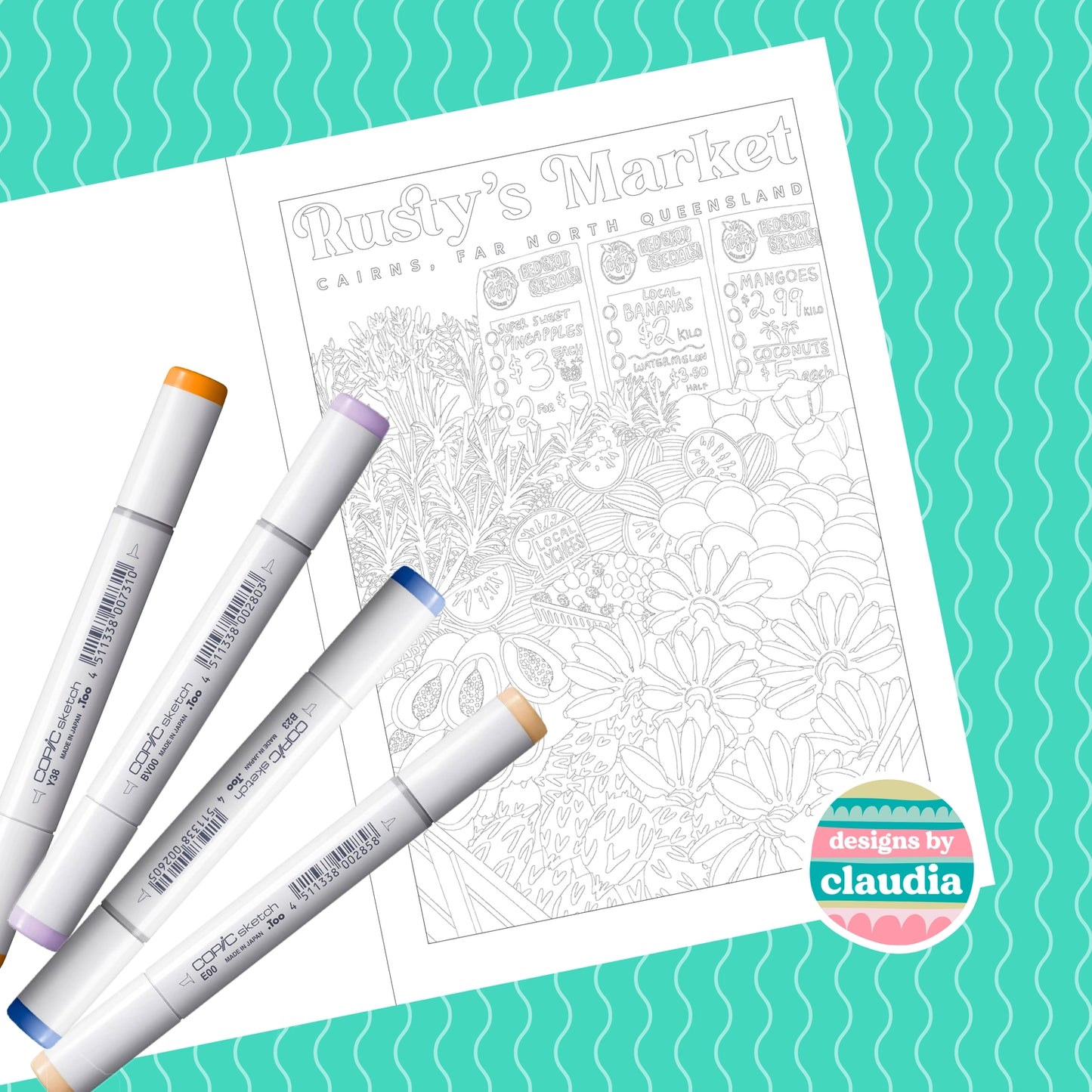 Designs by Claudia - Far North Queensland Colouring Book