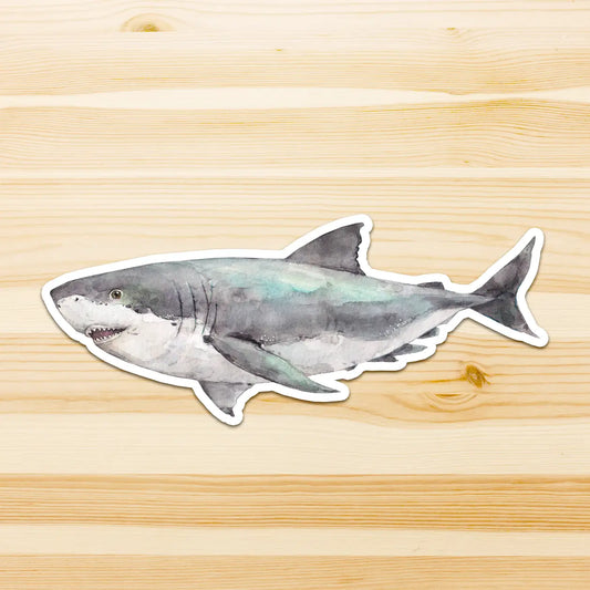 WATERCOLOURS BY CAT- Great White Shark - Large Australian Marine Life Vinyl Stickers