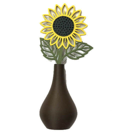DWAYNSKI.3D - SUNFLOWER - MAGNETIC BUD VASE WITH PRINTED FLOWER STEM