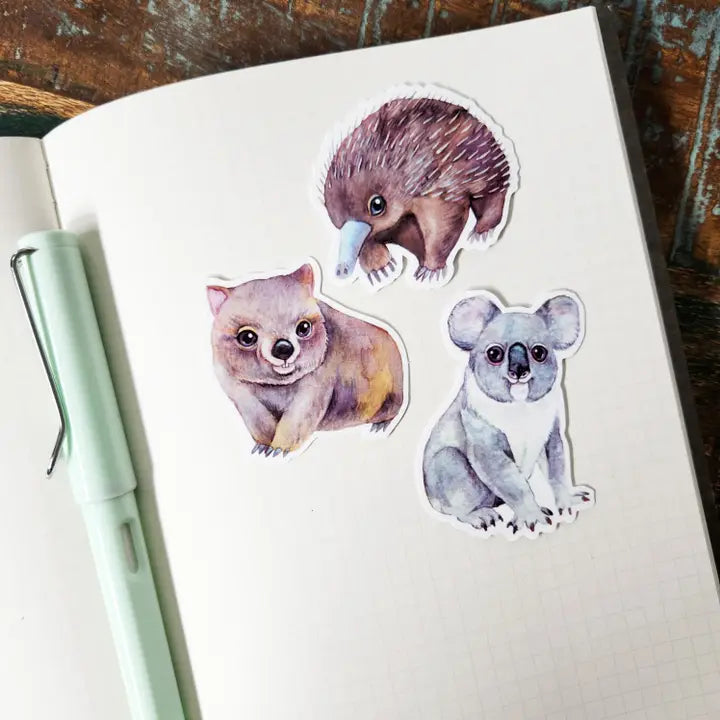 WATERCOLOURS BY CAT- Australian Animal Vinyl Sticker Pack