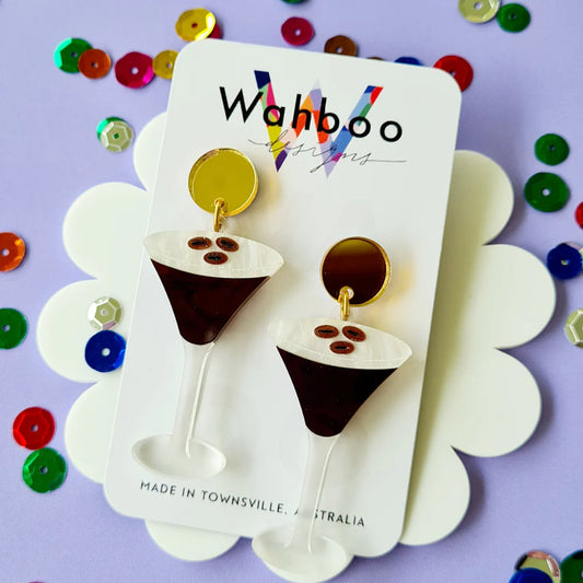 WAHBOO- Espresso Martini Cocktail Dangle Earrings