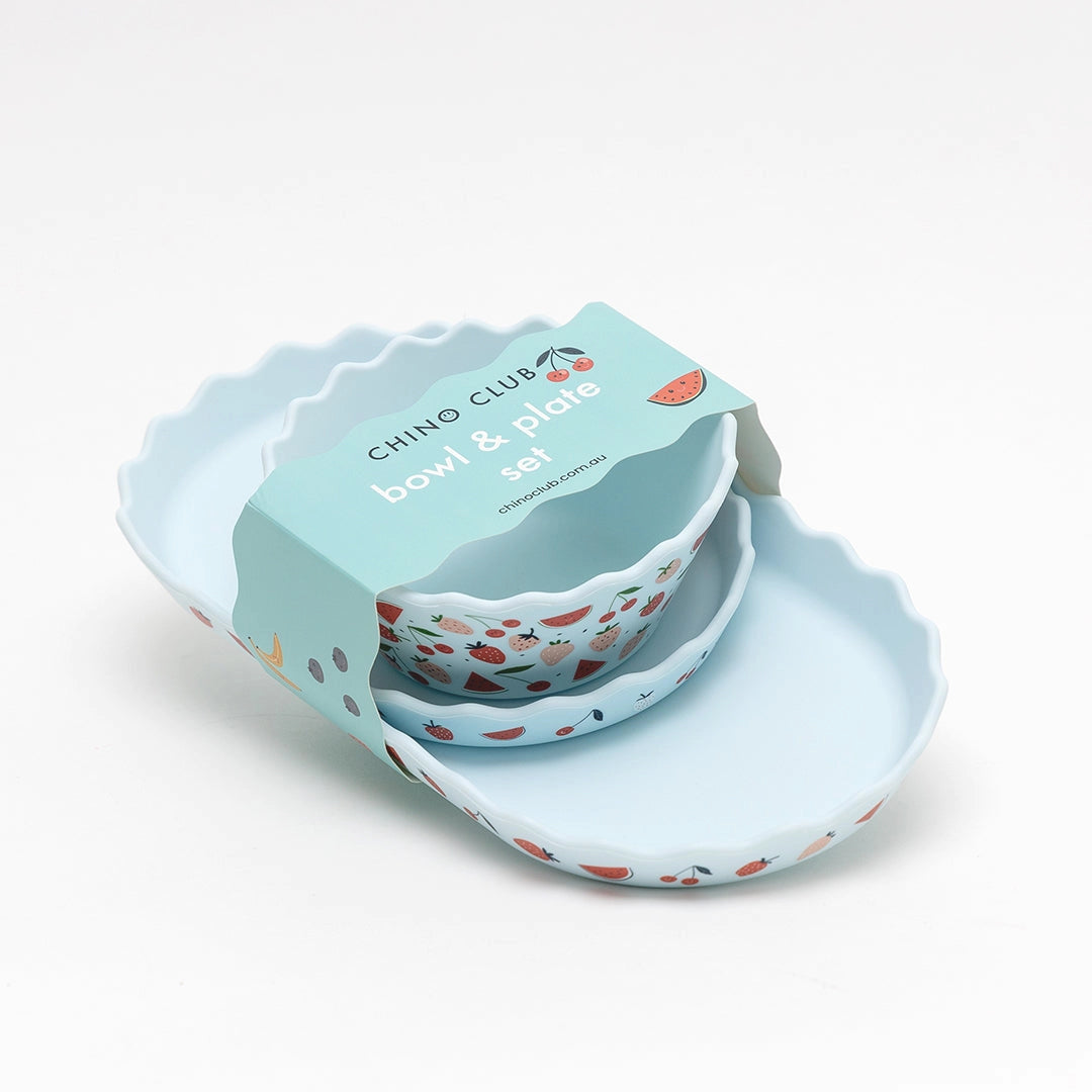 CHINO CLUB- Blue Fruits Silicone Bowl and Plate Set