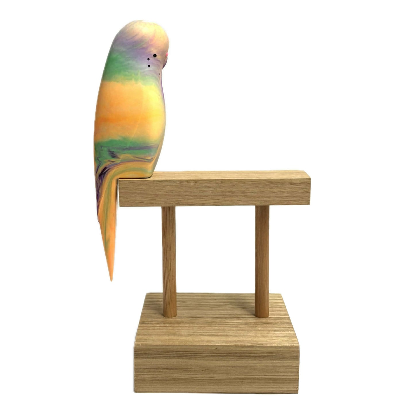 PETE CROMER - RESIN BUDGERIGAR #14 BUBBLEGUM COLOURFUL SWIRL