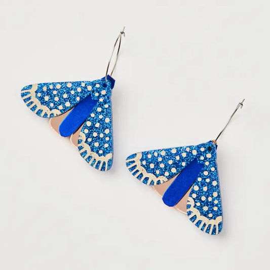 MARTHA JEAN - Moth Earrings - Indigo