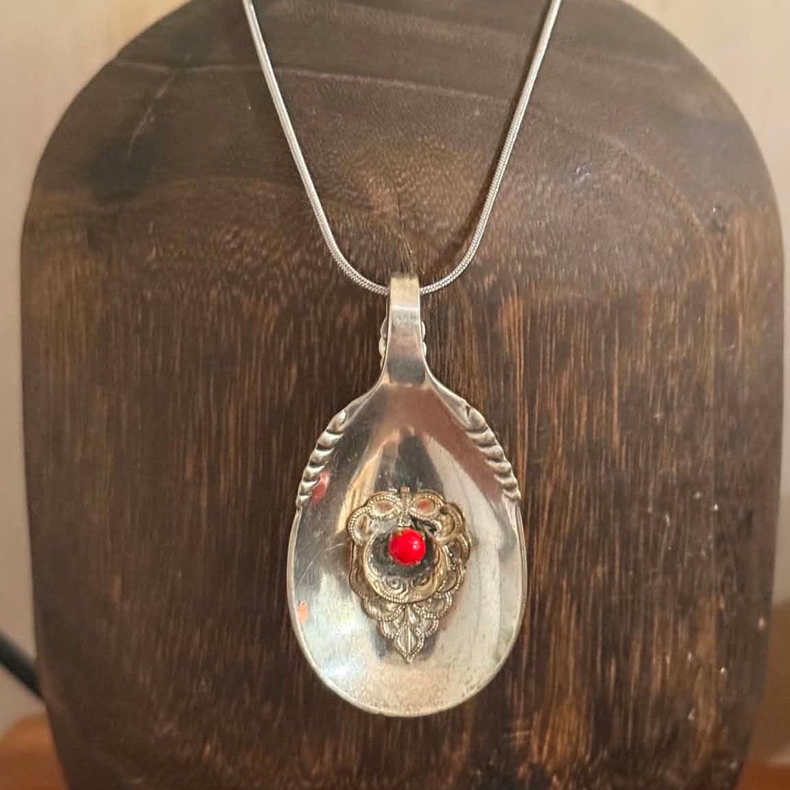 MOLLY MADE- Vintage Spoon Bowl and Filigree Pendant Necklace