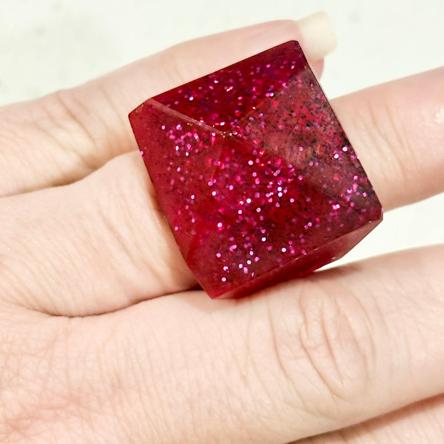 RAY BY DESIGN - Resin Ring Pink Geo