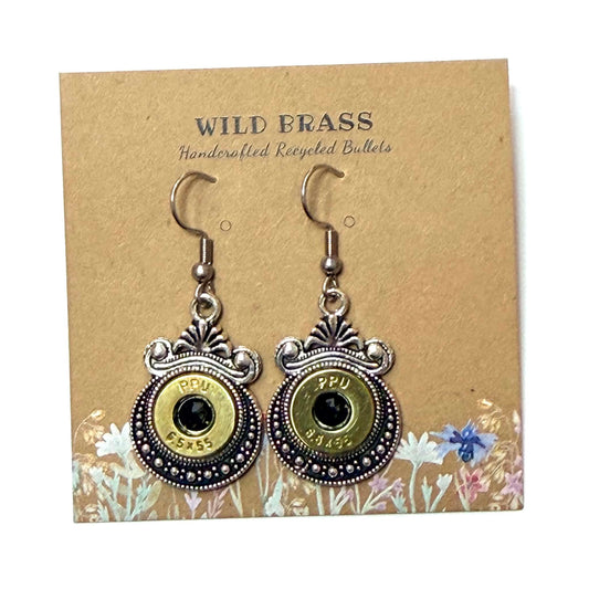 WILD BRASS- Aztec Drops- Black Swarovski Crystal
