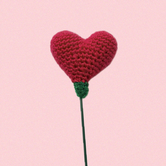 HOOKED BY JEN- Heart Flower Single - Dark Pink